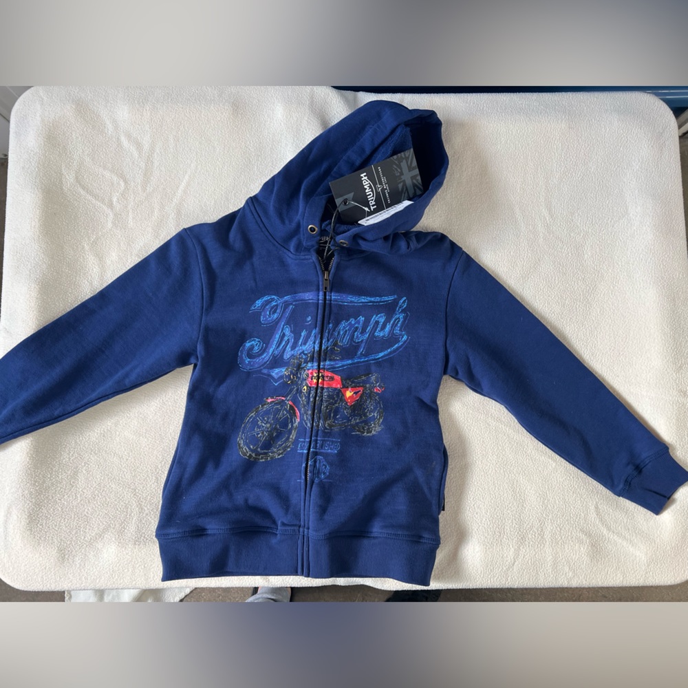 Boy blue sweater with motorcycle design size 7/8